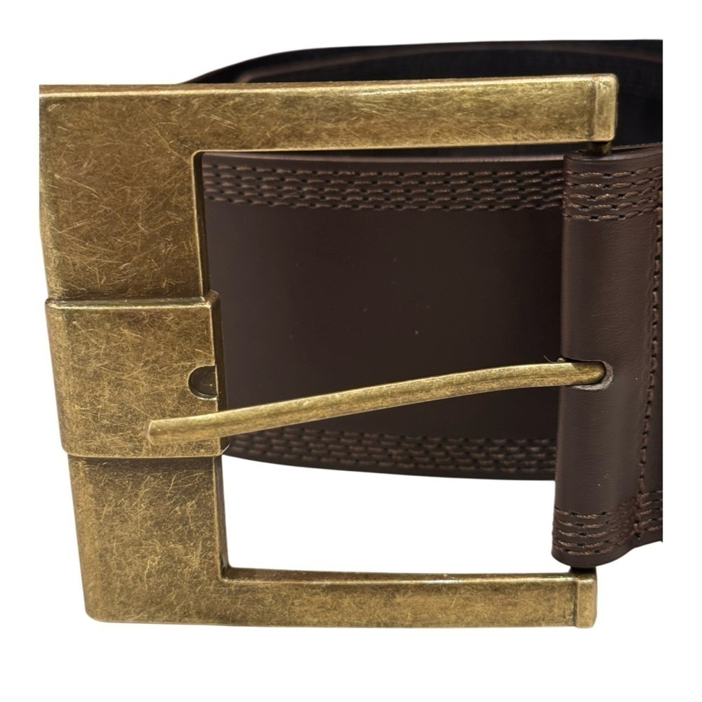 Brown Wide Faux Leather Hip Belt
